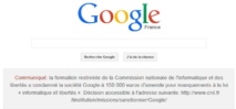 Google a publié l'annonce de la sanction de la Cnil sur sa page google.fr