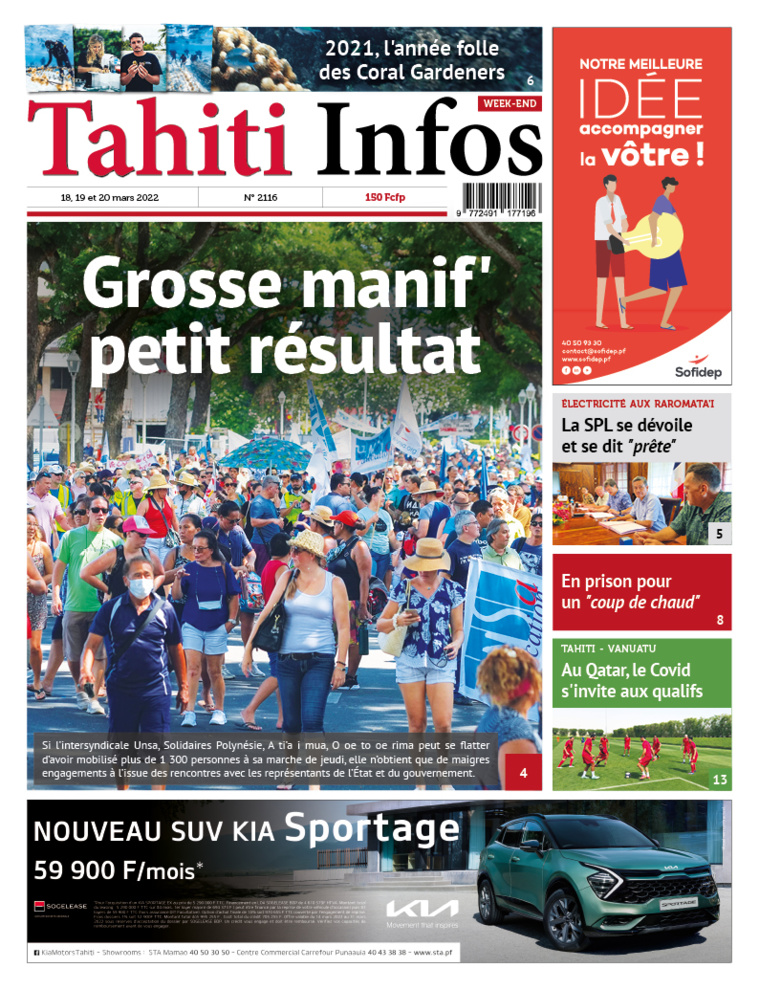 Cliquer sur la Une pour lire le journal Cliquer sur la Une pour lire le journal