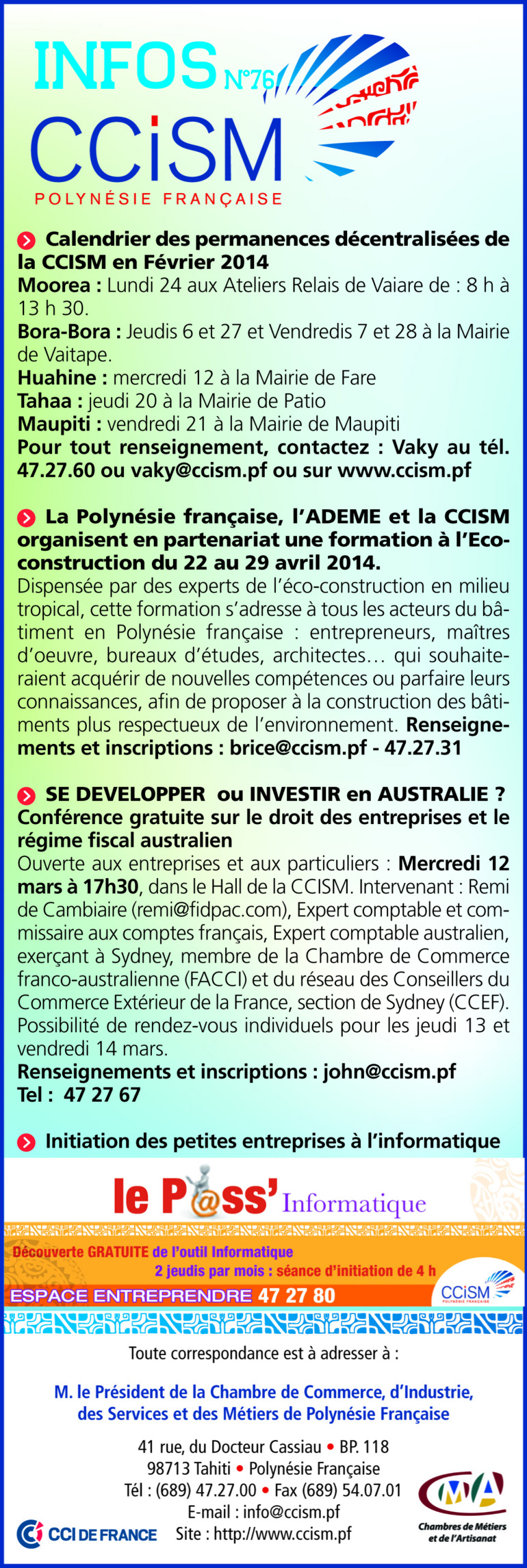 Infos CCISM N°76 Infos CCISM N°76