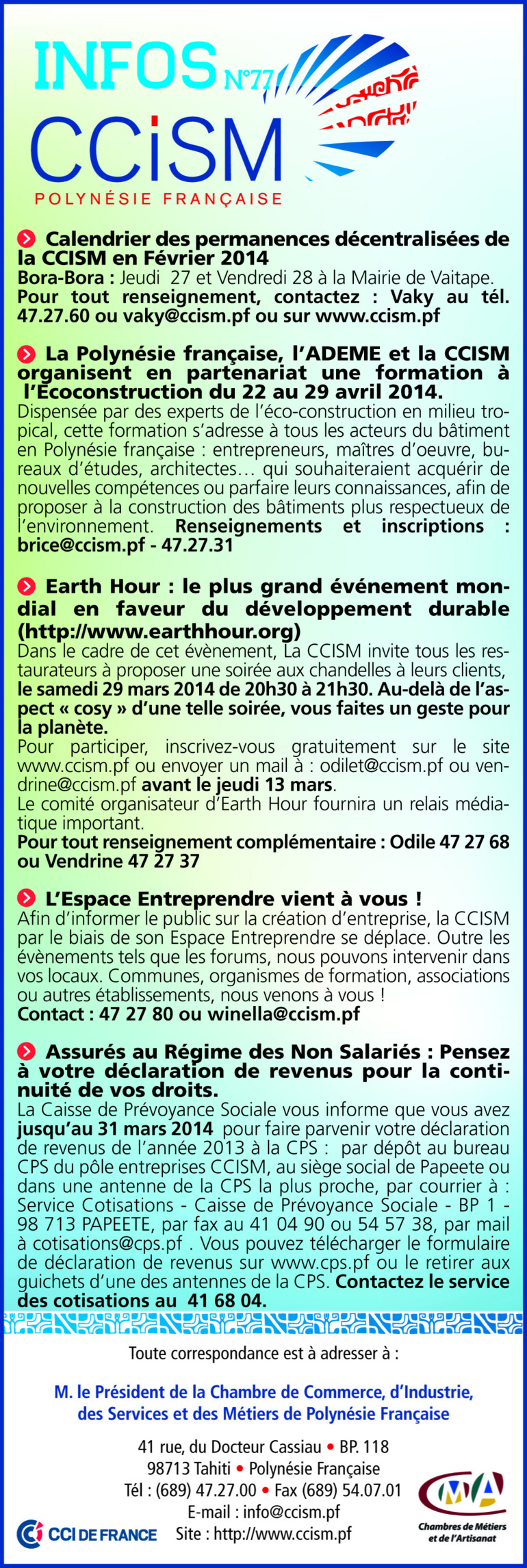 Infos CCISM N°77 Infos CCISM N°77