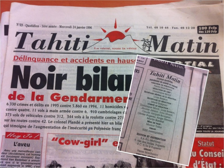 Pierre Marchesini avait lancé le journal Tahiti Matin en 1995. Le quotidien n’a vécu que 14 mois, l’affaire s’étant transformée en un gouffre financier de plusieurs dizaines de millions Fcfp.
