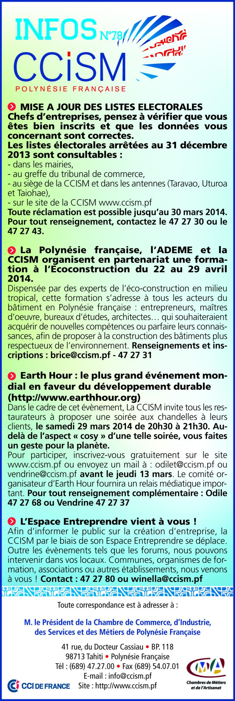 Infos CCISM N°78 Infos CCISM N°78