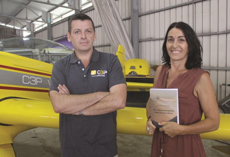 Stéphane Chantre, pilote avec l'auteure Nathalie Le Ballois. Stéphane Chantre, pilote avec l'auteure Nathalie Le Ballois.