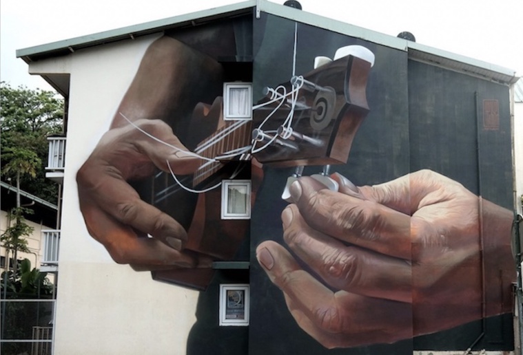 Oeuvre de Case Maclaim, l'un des artistes internationaux invité du festival Ono'u. Oeuvre de Case Maclaim, l'un des artistes internationaux invité du festival Ono'u.