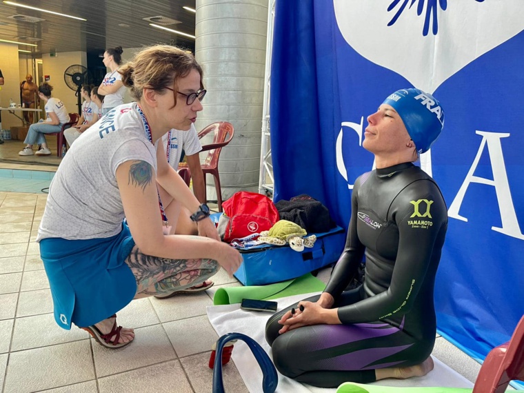 Hinatea Penilla Marere avant de s'engager, dimanche, sur l'épreuve dynamique sans palme. (photo : Fédération française d'études et de sports sous-marins)