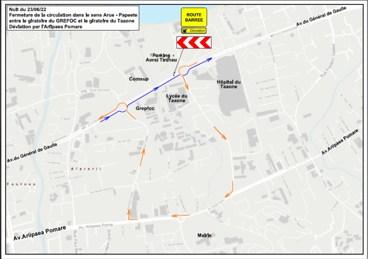 À partir de jeudi matin, seule la voie côté montagne du pont sera ouverte (sens Arue-Papeete). À partir de jeudi matin, seule la voie côté montagne du pont sera ouverte (sens Arue-Papeete).
