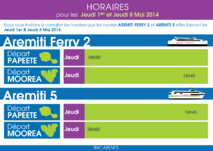 Horaires des navires AREMITI 5 et AREMITI FERRY 2 les Jeudi 1er et 08 Mai Horaires des navires AREMITI 5 et AREMITI FERRY 2 les Jeudi 1er et 08 Mai