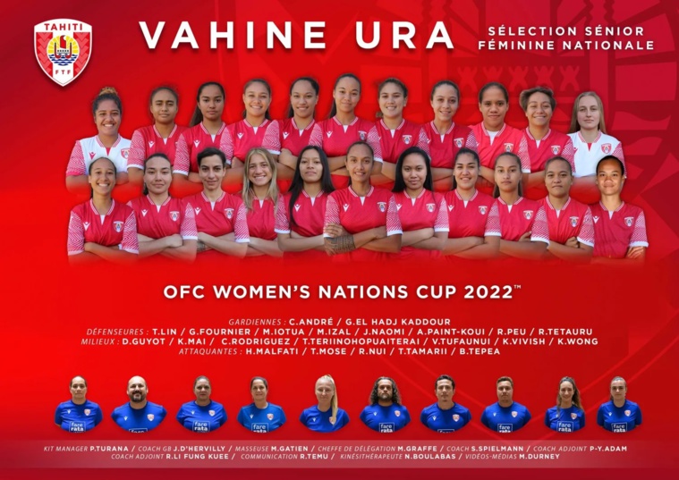 La sélection des Vahine 'Ura et le staff tahitien qui participera à la Nations Cup.