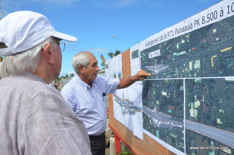 Gaston Flosse, en visite sur le chantier du tunnel de Punaauia, ce vendredi Gaston Flosse, en visite sur le chantier du tunnel de Punaauia, ce vendredi