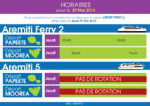 Horaires du navire Aremiti Ferry 2 le jeudi 29 Mai Horaires du navire Aremiti Ferry 2 le jeudi 29 Mai