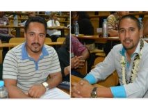 A gauche, Théodore Tuahine, le maire de Hao ; à droite Félix Tokoragi, le maire de Makemo. A gauche, Théodore Tuahine, le maire de Hao ; à droite Félix Tokoragi, le maire de Makemo.