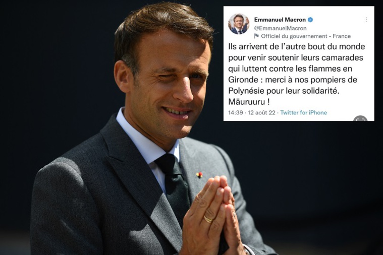 Dans un tweet, Emmanuel Macron remercie les pompiers polynésiens Dans un tweet, Emmanuel Macron remercie les pompiers polynésiens
