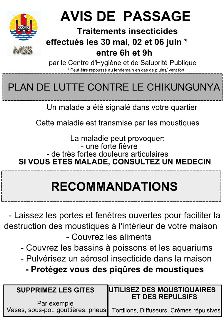 Premier cas de chikungunya confirmé en Polynésie française (communiqué)