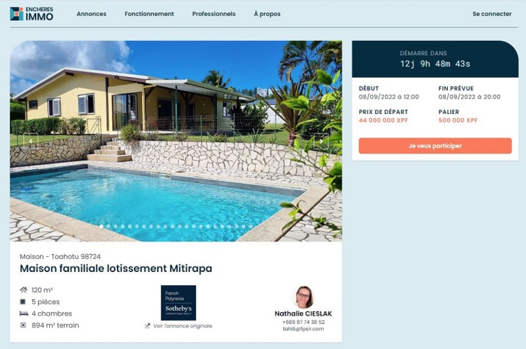 Cette maison est la première mise en vente par l’agence via ce système. La journée d’enchères est programmée le 8 septembre.