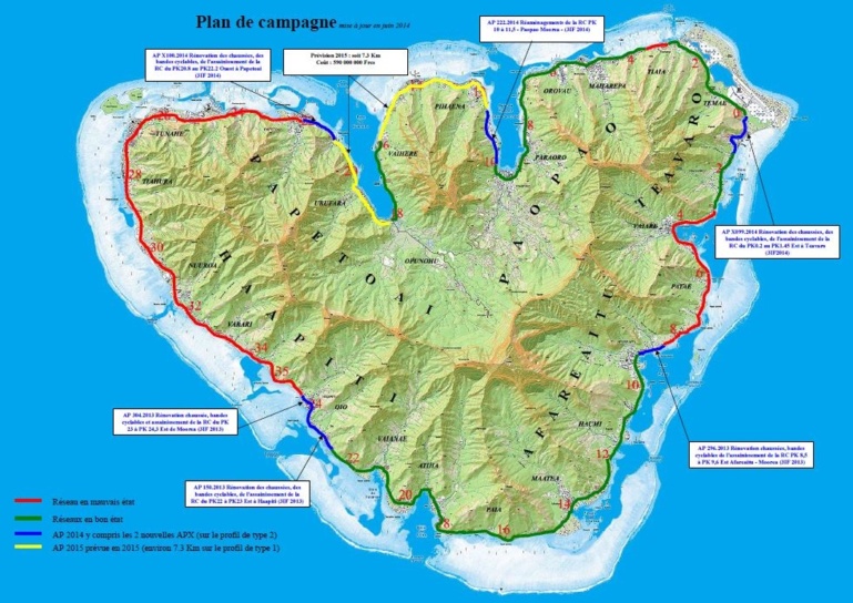 La carte des travaux prévus à Moorea. La carte des travaux prévus à Moorea.