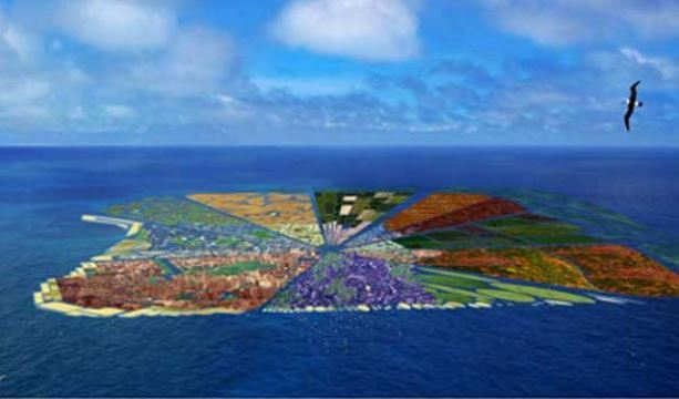Le projet "Recycled Island" du cabinet WHIM, propose de créer une île avec les millions de tonnes de déchets plastiques