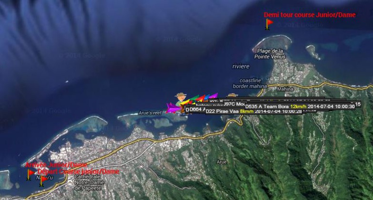 Des GPS sur les pirogues pour suivre la course Fa'ati Moorea Des GPS sur les pirogues pour suivre la course Fa'ati Moorea