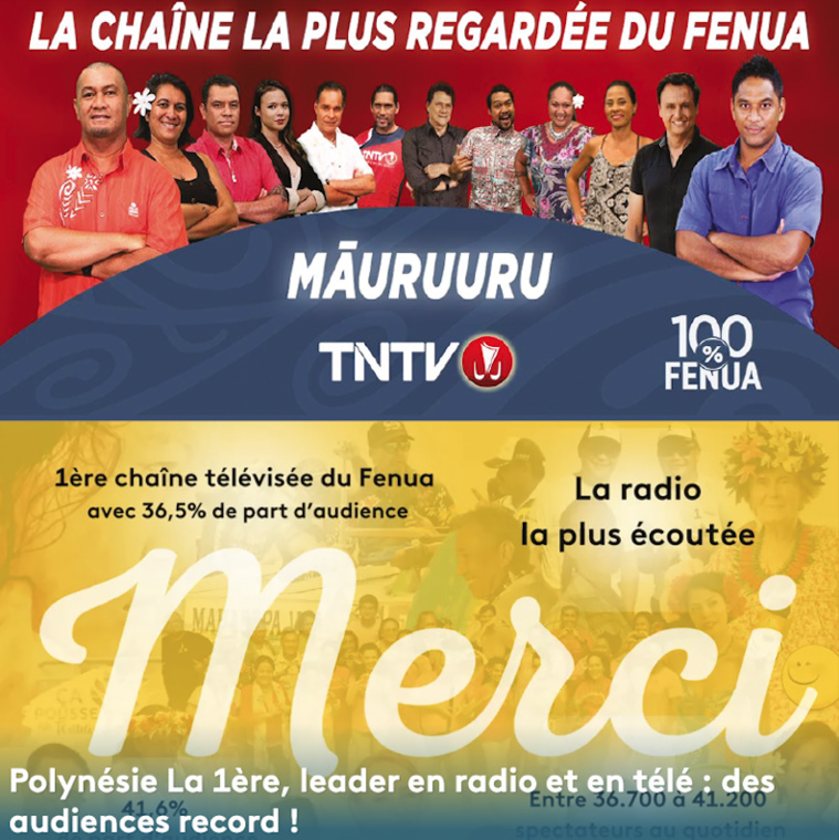 TNTV meilleure audience télé et Polynésie la 1ère en tête des radios