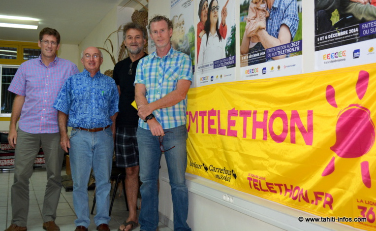 Le Comité de coordination du Téléthon, composé de Christophe Lefevre, Manutea Gay, Marc Ferrand et Serge Lenaour