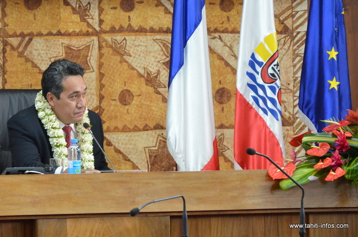 Marcel Tuihani, lundi 15 septembre 2014 après son élection à la présidence de l'Assemblée de Polynésie française