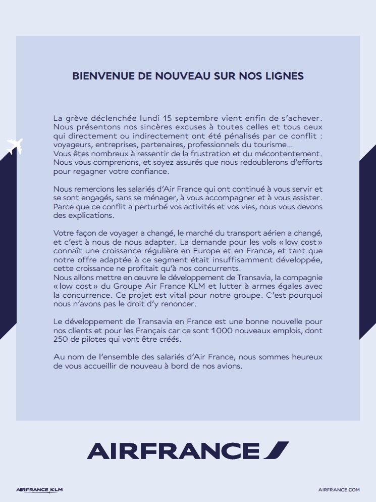 Air France : La grève est finie