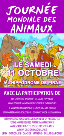 La Journée Mondiale des Animaux ce samedi à Pirae