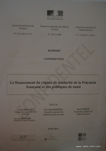Le rapport de l'Igas est estampillé "confidentiel". De fait, même s'il a été remis au président Gaston Flosse en juillet dernier à Paris par la ministre des Outremer,  rien n'avait filtré depuis. Jusqu'à ce lundi 6 octobre.