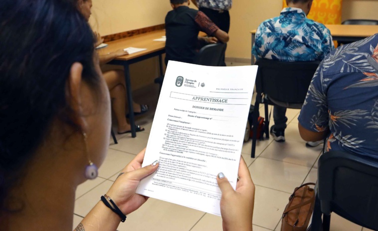 Les premiers apprentis découvrant leur contrat d'apprentissage. Crédit photo : présidence. Les premiers apprentis découvrant leur contrat d'apprentissage. Crédit photo : présidence.