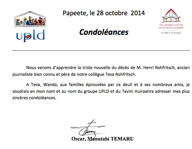 Décès de Monsieur Henri Rohfritsch