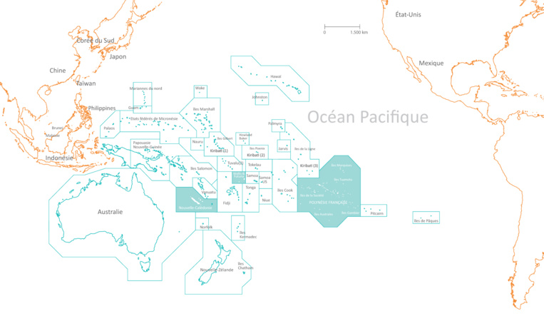 La Nouvelle-Calédonie, Wallis et Futuna, la Polynésie française : ces trois minuscules territoires français au milieu du Pacifique ont la particularité de représenter 62% de la ZEE française. La région dispose de ressources naturelles exceptionnelles, qui constituent pour certaines d'entre elles, la base des technologies de demain.