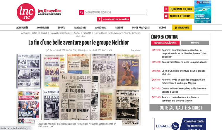 Nouvelle-Calédonie: liquidation judiciaire du seul quotidien du territoire Nouvelle-Calédonie: liquidation judiciaire du seul quotidien du territoire