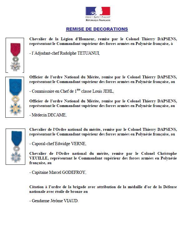 Cérémonie: 96ème anniversaire de l'Armistice du 11 novembre 1918 à Papeete