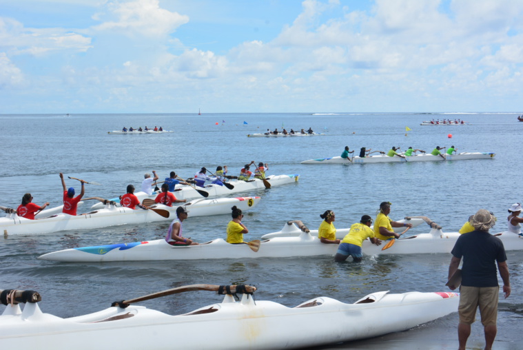 Les 'aito du jour se sont affrontés sur des courses de vitesse en V6 sur le plan d'eau de Taaone.