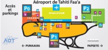 Le plan des stationnements de l'aéroport de Tahiti Faa'a. A droite, le P2 longue durée dont le prix de stationnement dégressif est intéressant à partir de deux jours sur place.