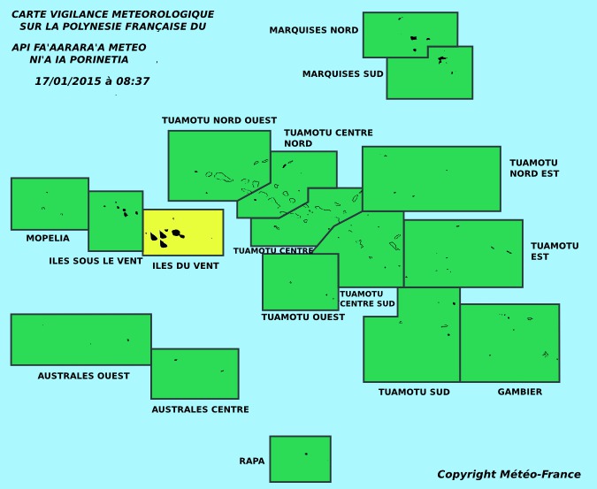Météo France : 120mm de pluies sur Papeete, la vigilance jaune maintenue samedi