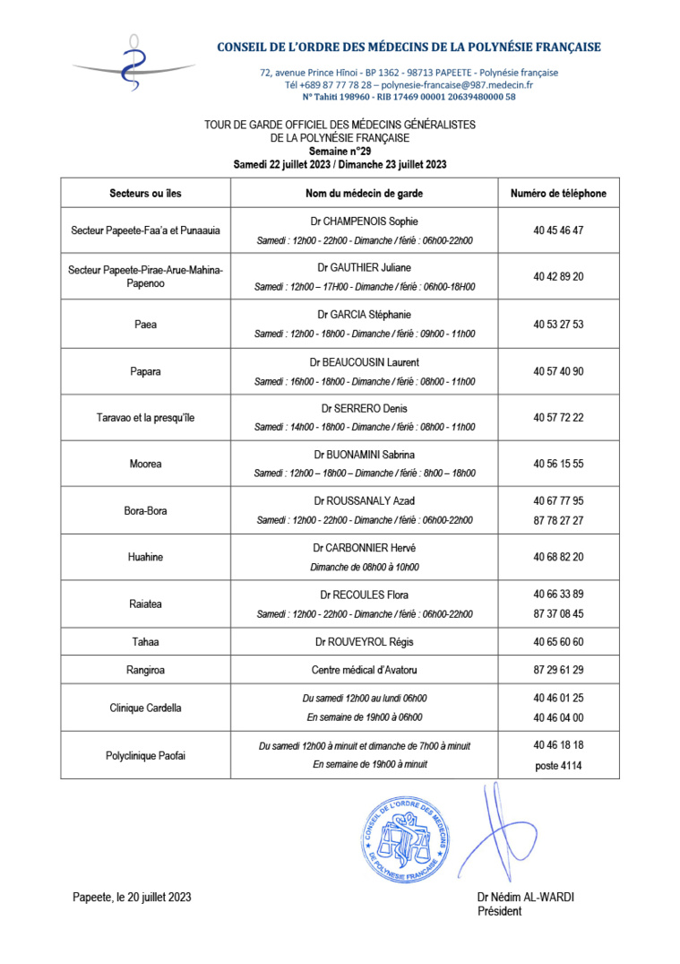 Pharmacies, médecins et vétérinaires de garde de samedi 22 et dimanche 23 juillet 2023 Pharmacies, médecins et vétérinaires de garde de samedi 22 et dimanche 23 juillet 2023