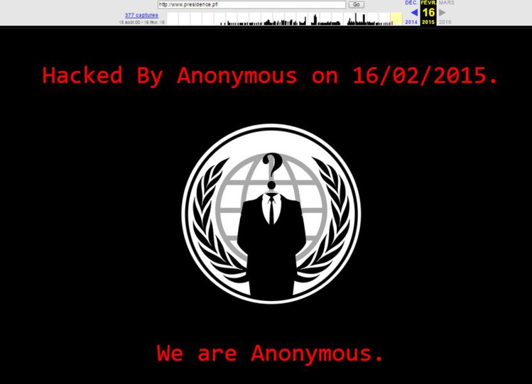 Le site de la présidence piraté par Anonymous