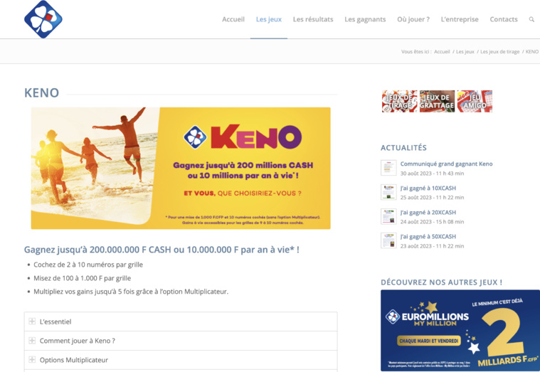 400 millions de francs : Gain historique au Fenua pour le jeu Keno 400 millions de francs : Gain historique au Fenua pour le jeu Keno