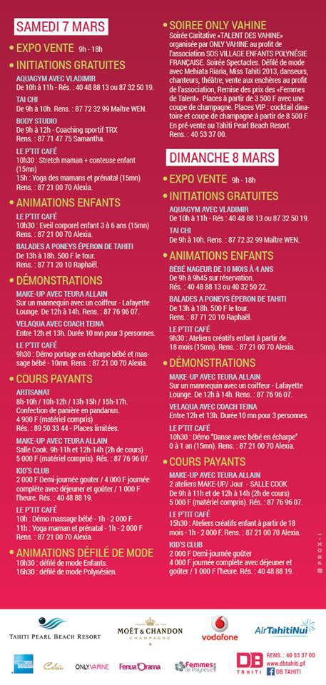Tahiti Pearl Beach: Au programme du salon de la femme 