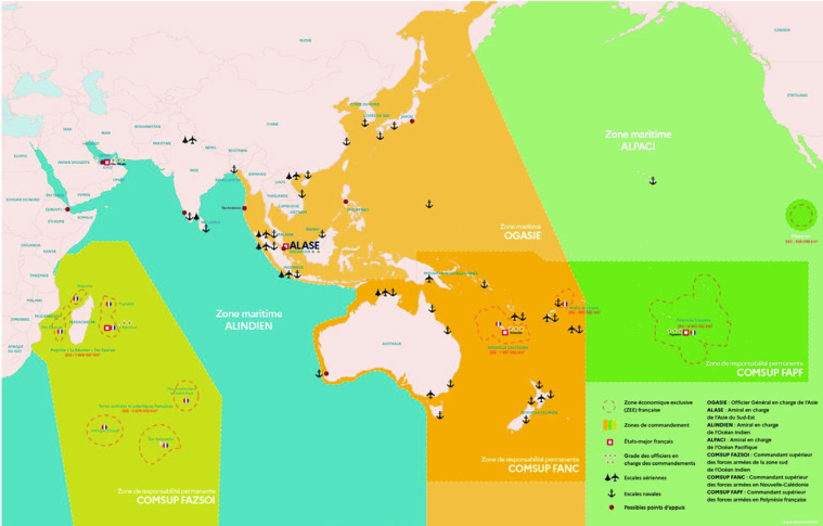 Carte de l'organisation en matière de gouvernance à l'échelle de l'Indo-Pacifique. Crédit photo : CESM.