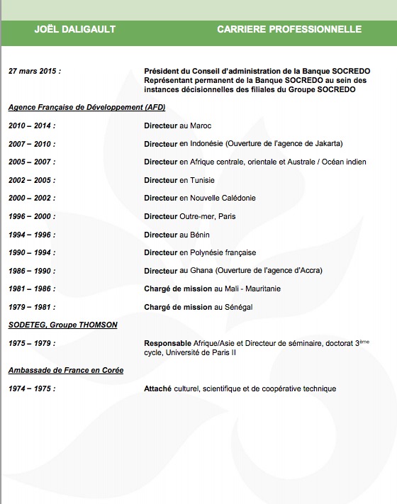 SOCREDO: Nomination de Joël Daligault à la Présidence du Conseil d'Administration