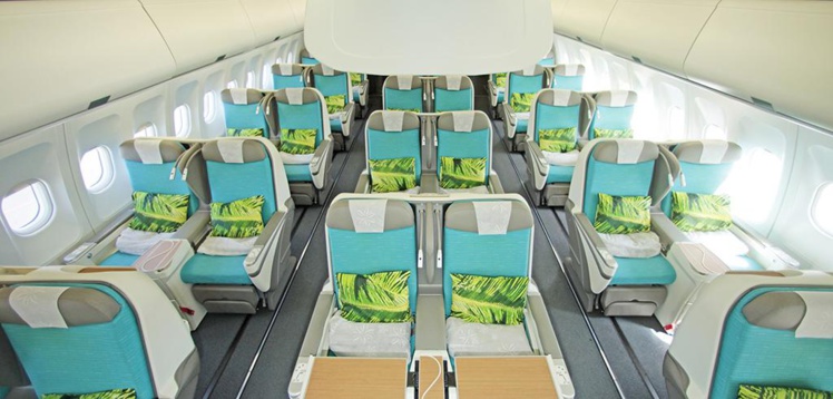 Classe Affaires Poerava en 2-2-2 sur Airbus A340 (crédit photo Air Tahiti Nui)