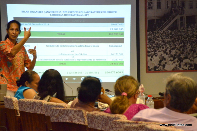 Teura Iriti, lundi après-midi lors de la présentation des comptes du groupe Tahoera'a aux représentants orange