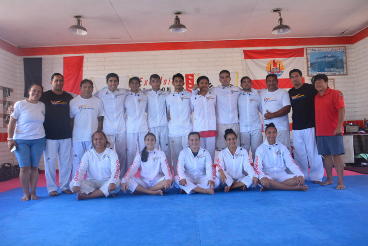 La sélection tahitienne de taekwondo lors de son entraînement, samedi à Excelsior. La sélection tahitienne de taekwondo lors de son entraînement, samedi à Excelsior.