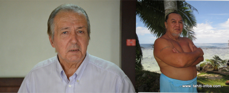 Emile Vernaudon à gauche et Joinville Pomare, les deux protagonistes principaux de cette affaire de détournement de fonds publics vieille de 11 ans, débattue ce mardi après-midi au tribunal correctionnel de Papeete.