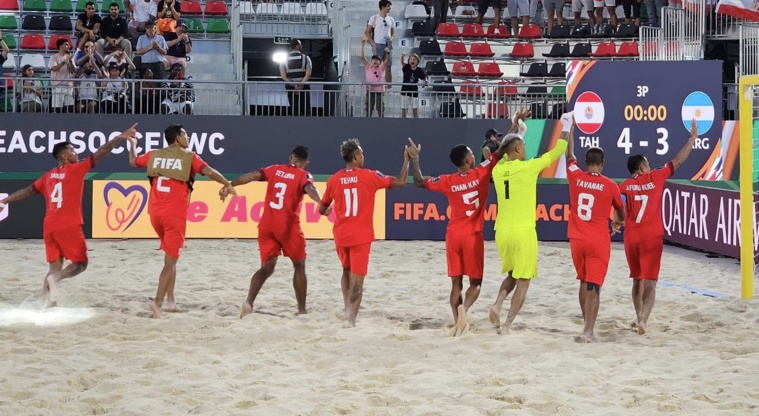 Les tiki Toa ont vécu un début et une fin de match difficile contre l’Argentine, mais ils ont démarré le Mondial par une victoire (4-3) et c’était bien là l’essentiel. (Photo : TNTV)