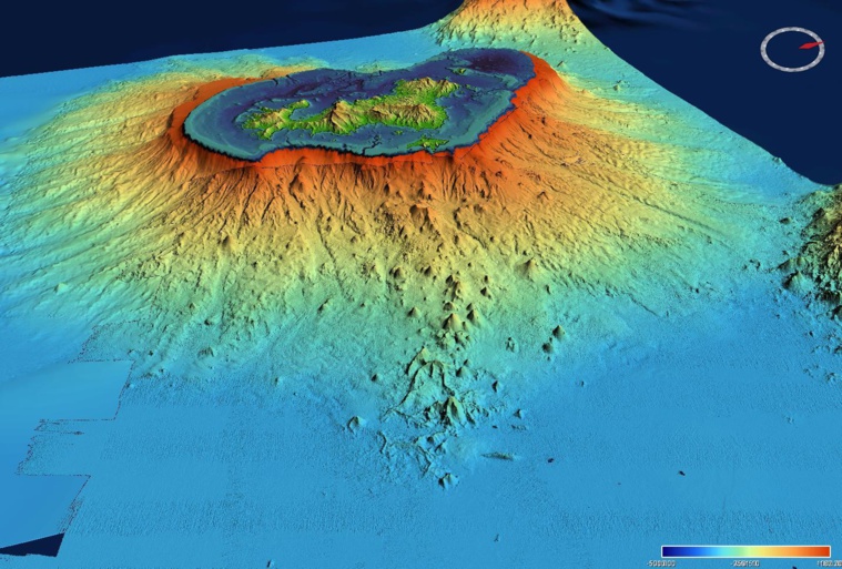 Les monts sous-marins de l'île de Mayotte.   Crédit : IFREMER
