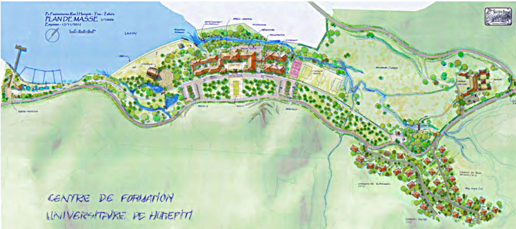 Le futur centre de formation universitaire baptisé « Pu ‘Airaa Upu Rau » (Le centre où l’on acquiert diverses connaissances) sera répartit sur 20 hectares