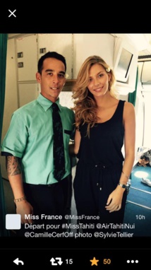 Camille Cerf, Miss France 2015, arrive ce mercredi soir à Tahiti Camille Cerf, Miss France 2015, arrive ce mercredi soir à Tahiti
