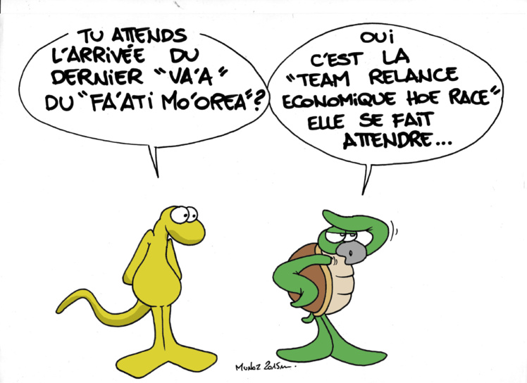 Si la relance était une course de va'a - vu par Munoz Si la relance était une course de va'a - vu par Munoz